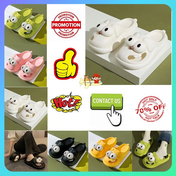 Designer Casual Plataforma Big Eyed Cute Chinelos Homens Mulher Antiderrapante Leve Respirável Low Cut Solas Macias Sandálias Flat Beach Slipper