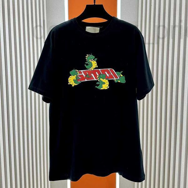 Homens camisetas Designer 2024 Festival de Primavera Novo Contraste Carta de Dinossauro Impresso Redondo Pescoço Manga Curta T-shirt D5C8