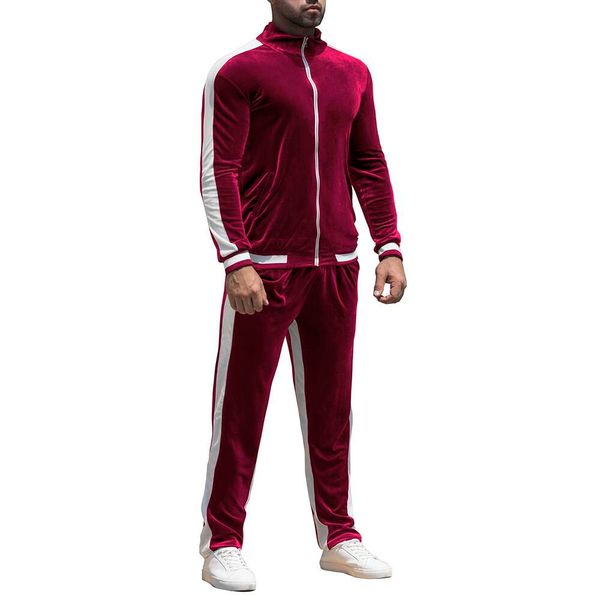 RPOVIG Велюровый спортивный костюм, спортивный костюм Veet: мужской спортивный костюм для бега, комплект из 2 предметов, толстовки на молнии, куртка, брюки с карманами
