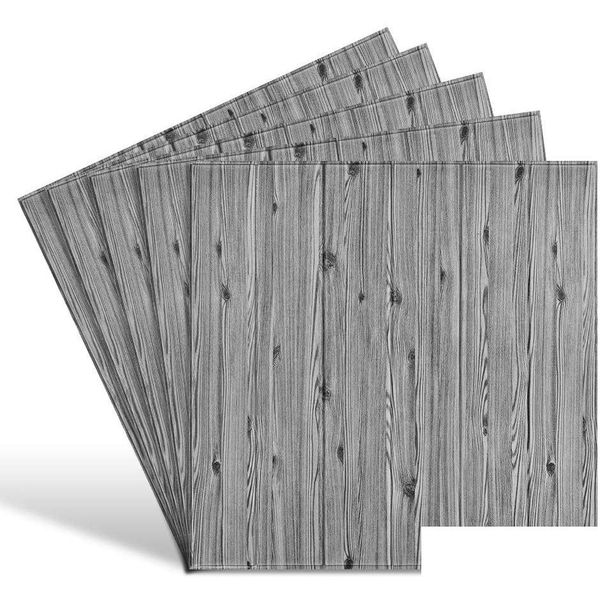 Pegatinas de pared Paneles de pelado y palo 3D para decoración de interiores Azulejos de espuma autoadhesivos Fondo de TV de madera Entrega de entrega Home Garden Dh2Av