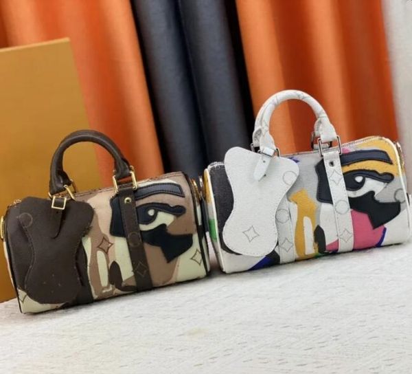 Tasarımcı Tote Çanta 25cm Moda Bagaj Çantası Portre Seyahat Çantası Kadın Açık Spor Omuz Crossbobys Çanta Benekli Göz Presbbiyopi Omuz Çantası