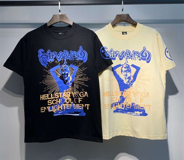 Magliette Hellstar T-shirt da uomo T-shirt da donna Hip Hop Street Clothing Maniche corte stampate alla moda T-shirt firmata T-shirt da coppia ampia T-shirt divertente Graffiti 9605