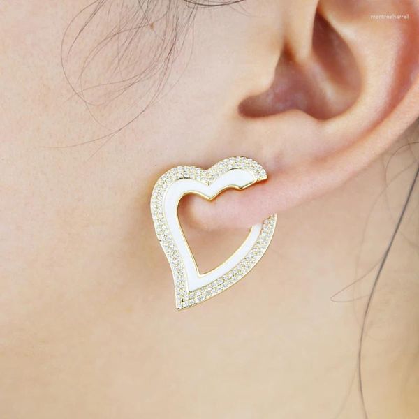 Серьги-кольца, поступление 2024 года, модные ювелирные изделия для женщин и девочек с микроасфальтированным цирконием 5А в форме сердца с фианитами