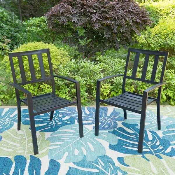 Kamp mobilyaları 2 veranda açık yemek sandalyeleri Bahçe arka bahçe desteği için metal istiflenebilir bistro 300 siyah