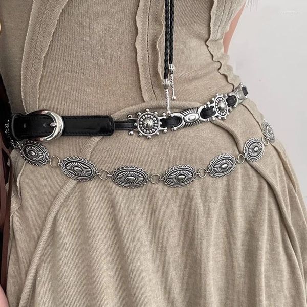 Gürtel Damen Silber Metallschnalle Leder Dünner Gürtel Bund für Jeans Kleid