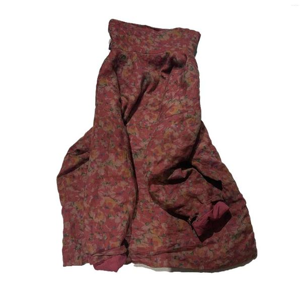 Женские плащи QPFJQD, женские льняные водолазки в стиле ретро, хлопковые зимние теплые парки, однотонная одежда 2024, женские винтажные куртки, длинные