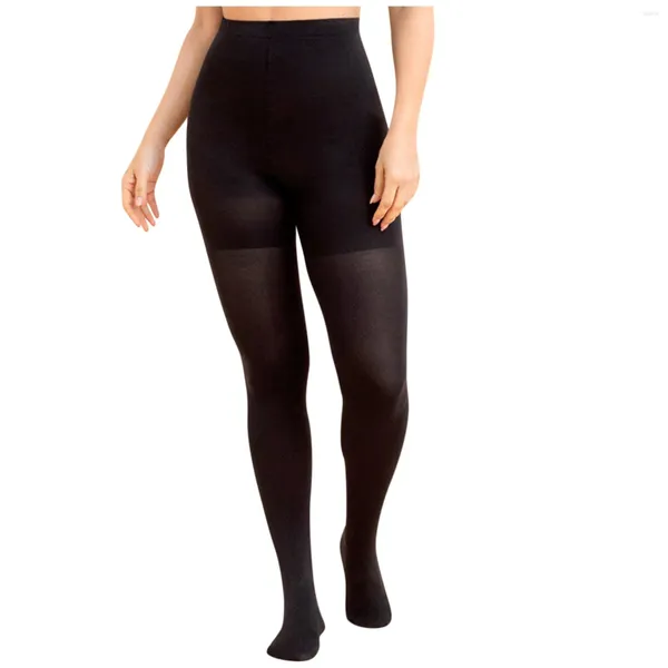 Meias femininas de salto fixo meia-calça corpo moldar pernas cored seda preto meias tubo alto moda