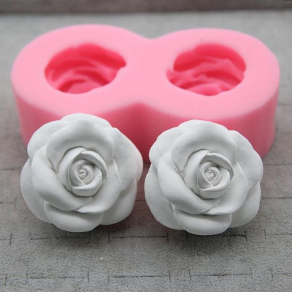 Stampi da forno Stampo in silicone con fiore di rosa a due fori, fondente, zucchero, cupcake, gelatina, caramelle, torta, cioccolato, strumenti per decorare lo stampo