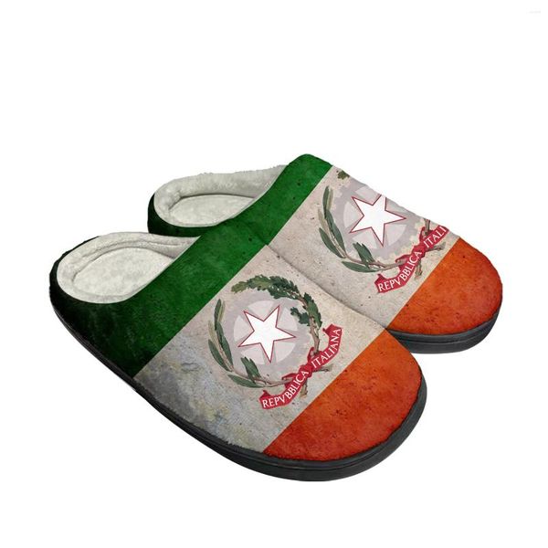 Hausschuhe mit italienischer Flagge, Baumwolle, individuell, für Herren und Damen, Sandalen, Italien, Plüsch, Schlafzimmer, lässig, warm haltende Schuhe, Thermo-Slipper