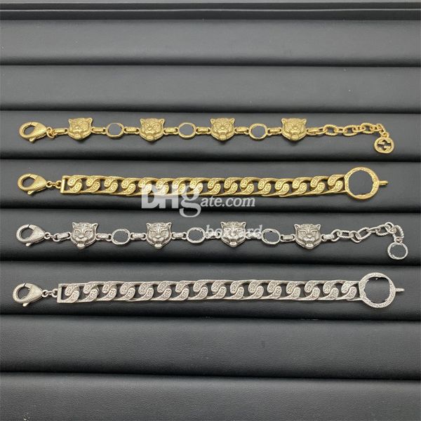 Catene mentali dorate Bracciali Catene placcate con lettera di design Bracciali a catena in oro rame per uomo Donna con confezione regalo Regalo di anniversario di compleanno