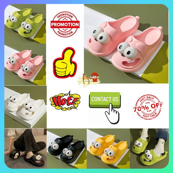 Designer Casual Plataforma Big Eyed Cute Chinelos Homens Mulher Anti Desgaste Resistente Peso Leve Respirável Low Cut Solas Macias Sandálias Flat Beach Slipper