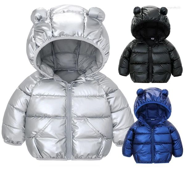 Ceketler kış bebek düz renkli ceket çocuk ceket erkek ve erkek çocuklar için çocuklar kapşonlu sıcak dış giyim 1 yaşındaki