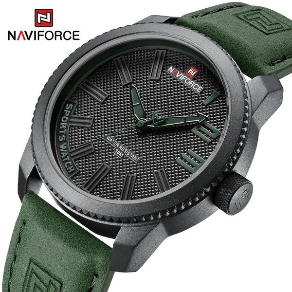 NAVIFORCE Männliche Armbanduhr Militär Sport Stoßfest Wasserdichte Leder Uhr Männer Mode Lässig Uhr Relogio Masculino 240124