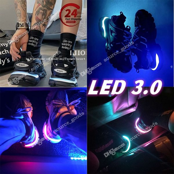 Track LED Tracks 3.0 Mens Womens Sneakers Sapatos Casuais Preto Branco Rosa Iluminado Gomma Couro Nylon Plataforma Impressa Homens Sneaker Treinadores