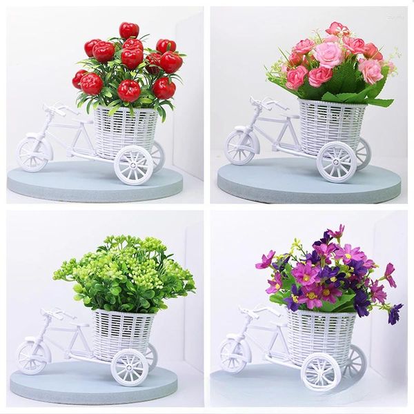Flores decorativas conjunto de simulação de flor artificial float combinação mesa chá seda plástico vaso planta inflorescência falsa