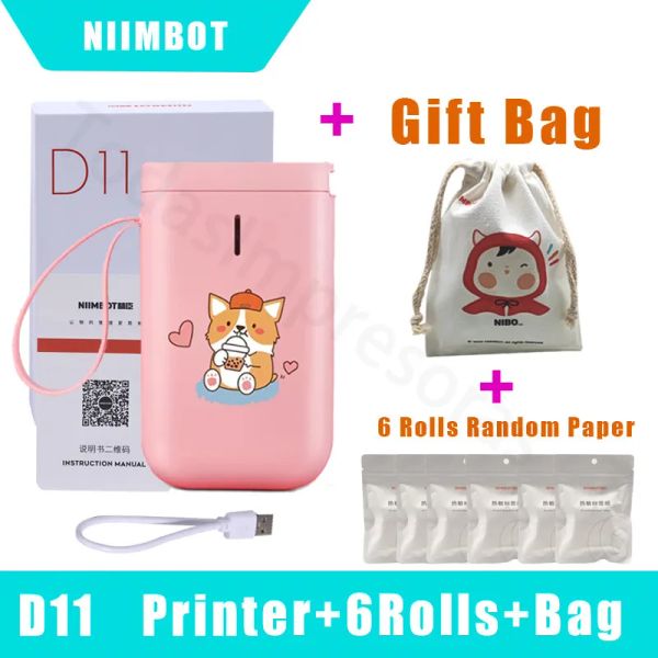 Impressoras niimbot d11 cão fofo gato mini fabricante de etiqueta sem fio diy d110 bolso térmico rótulo de letas de cor etiqueta de papel papers papers fita