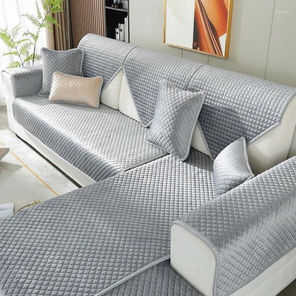 Coprisedia Cuscini per divano in morbida pelle scamosciata Copridivano scozzese a forma di diamante blu beige caldo e confortevole per l'autunno inverno