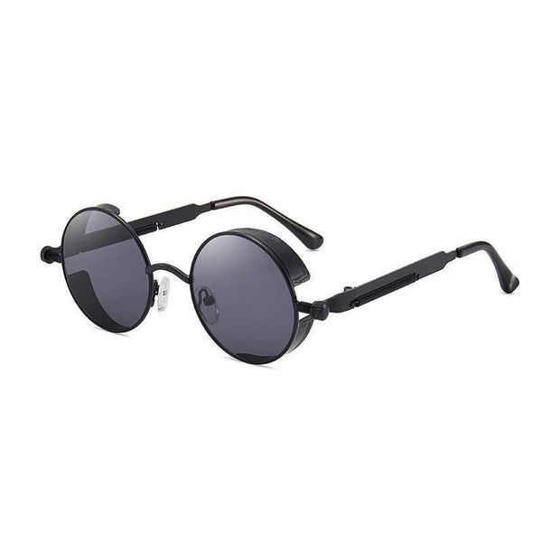 Sonnenbrille Individualisierte Hiphop Sonnenbrille Cross Mirror Runde Brille Steam Punk Spring Metal 58028