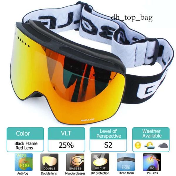Skibrille mit magnetischer doppelschichtiger polarisierter Linse Ing Antifog Uv400 Snowboard Herren Damen Brillenetui Skibrille 8177
