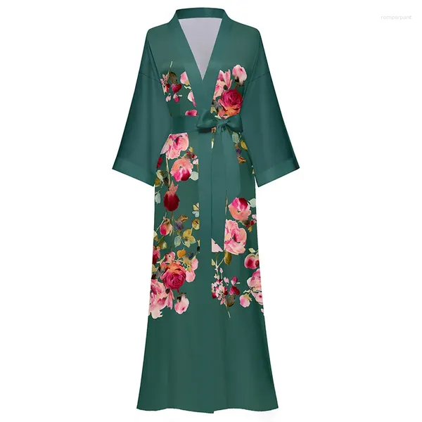 Indumenti da notte da donna Accappatoio con stampa Kimono Vestaglia di grandi dimensioni Pigiama da donna Camicia da notte in raso di seta Lingerie primavera estate
