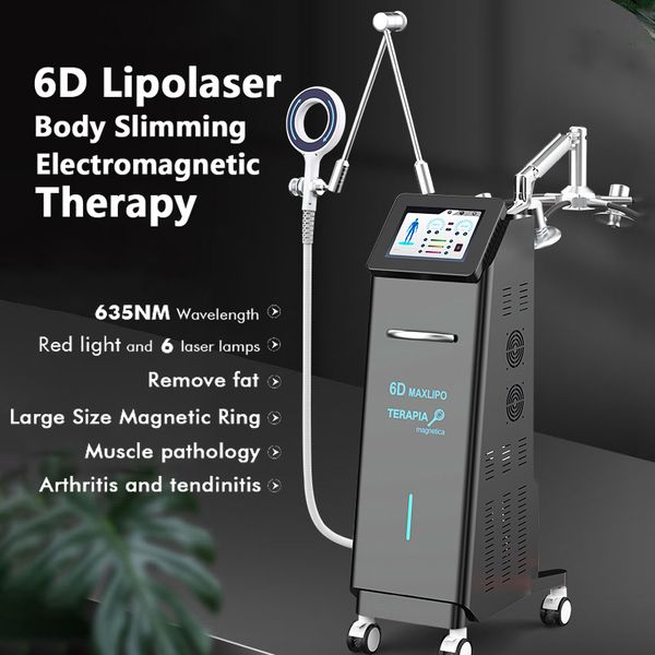 Lipolaser 2 in 1 6 lampade laser 635nm corpo dimagrante brucia grassi glutei tonificante elettroterapia anello dolore muscolare rimuovere artrite tendinite macchina per il trattamento