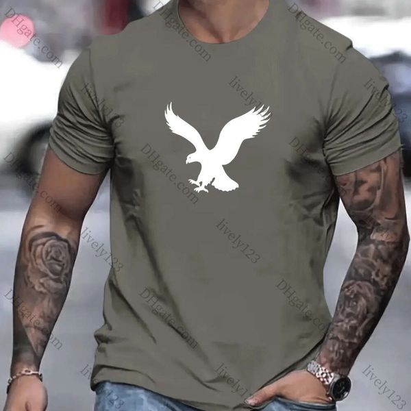 Модная мужская футболка с 3D принтом орлов, мужские топы, повседневная уличная летняя футболка с коротким рукавом и круглым вырезом для мужской одежды оверсайз