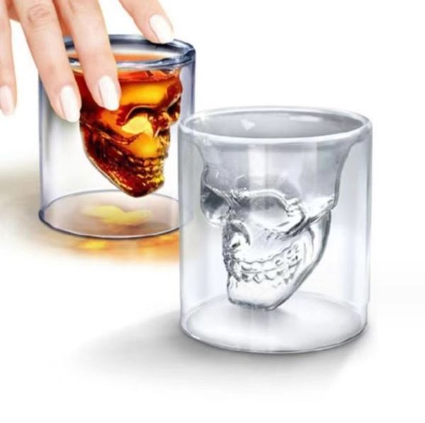 Bleifreies Glas, kreative Totenkopf-Tasse, Fassungsvermögen, Biertassen, Teebecher, Cocktailwein, hitzebeständige Kaffeetassen