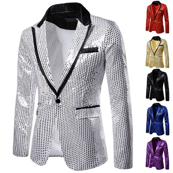 Completo da uomo per il commercio estero con paillettes, completo da discoteca, abbigliamento da uomo, presentatore, presentatore, giacca da cinema, completo