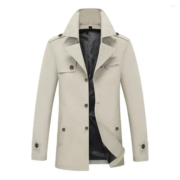 Herren Trenchcoats Herren Windjacke Slim Fit Taschen Warme Mode Lässig Einfarbig Dicke Jacke Mantel Frostschutz