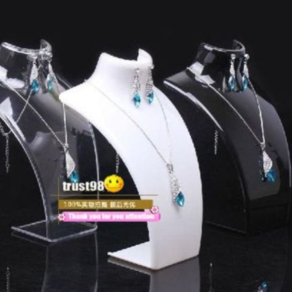 Ohrring-Halsketten-Schmuckset-Halsmodell, billiges Harz-Acryl-Schmuckständer, Schaufensterpuppe, 3 Farbarmbänder, Anhänger-Display-Halter298u