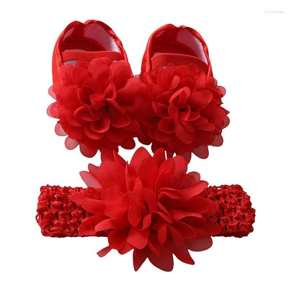 İlk yürüyüşçüler avodova-baby saç bandı yay prenses ayakkabıları set sevimli çiçek kızları kaymaz düz gündelik düğün partisi Noel elbise