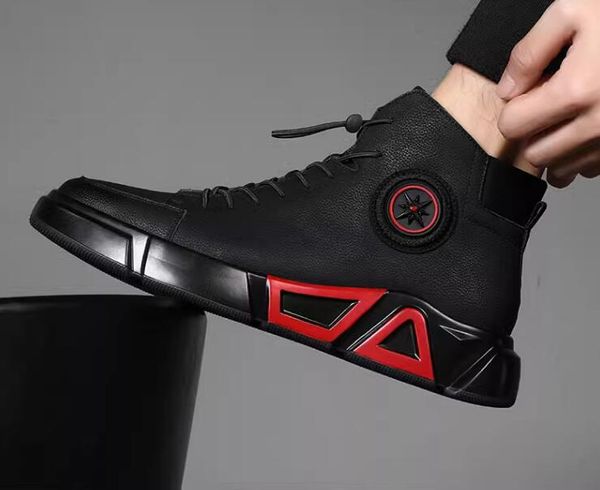 Casual Shoes Designer Sport echtes Leder Leichtes Polstermods-Männer reisen High Top-Sneakers Zip-Schneider