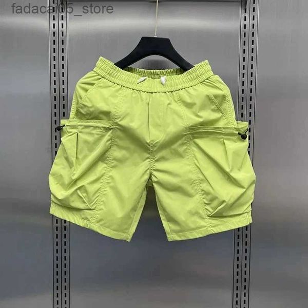 Shorts Masculinos Roupas Masculinas Verão Candy-Color Baggy Shorts Cargo Pants American Fancy Pants Pink Beach Pants All-match Pockets Curto Homme Q240127