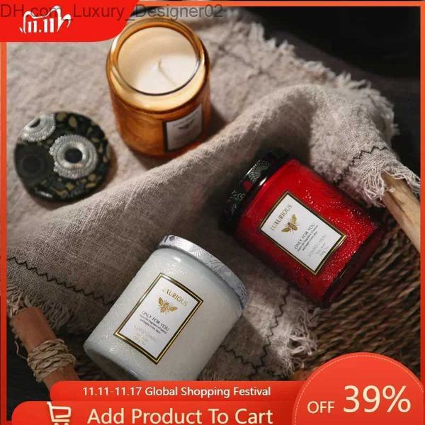 Candele Candele profumate Barattoli di vetro Cera di soia senza fumo Stree Relif Candele profumate Confezione regalo per San Valentino Decorativo per la casa 40 ore Q240127