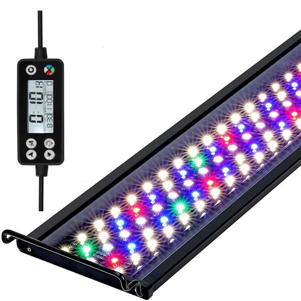 Iluminações 24/7 Iluminação Luz do aquário Nascer do sol Luz do dia Luar e Modo DIY Luz do tanque de peixes com temporizador Brilho ajustável Lâmpada LED