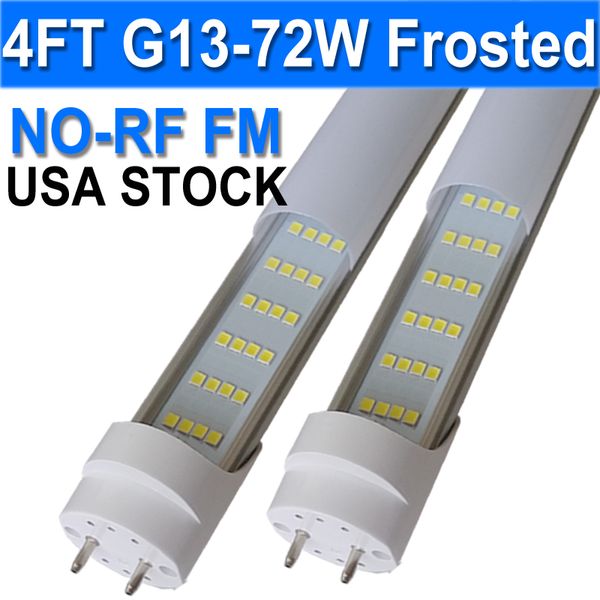 4 ft t8 LED tüp ışığı 72W G13 taban 4 sıralar 6500k balast bypass gerekli, çift uçlu, 72W replacements LED ışıkları, 7200 lümen, AC 85-277V Barn USASTOCK