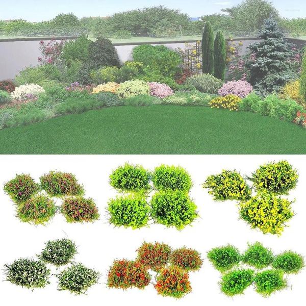 Fiori decorativi Ciuffo di erba multicolore Simulato artigianato Fai da te Cluster di fiori Statico Tavolo di sabbia Modello Terreno