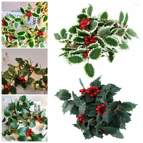 Flores decorativas 1 led natal vermelho frutas luzes da corda fio de casamento ao ar livre baga decoração do jardim festa natal w7t0