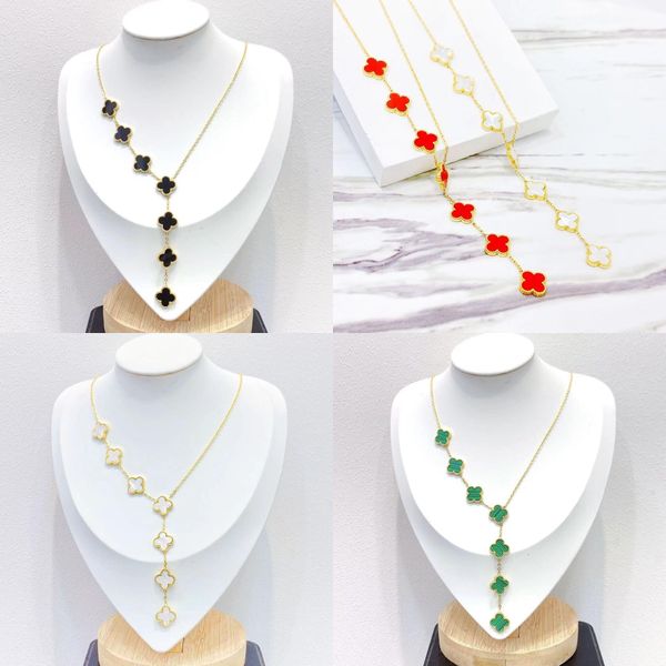 5A Tasarımcı Kolye VAF Kolyeler 18K Plaka Zinciri Klasik 7 Flower 4/Dört Yaprak Cloverjewelry set kolye Van Womengirls Düğün Sevgililer Günü Arkadaş