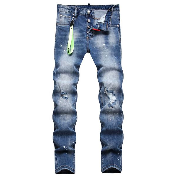 TR APSTAR dsq Herren Jeans Hip Hop Rock Moto Casual Design Zerrissene Röhrenjeans Slim Denim Biker COOLGUY JEANS dsq 1035 Farbe Blau