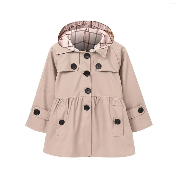 Jaquetas Criança Crianças Meninas Meninos Casual Botão Soild Casaco Casaco Manga Longa Com Capuz Engrossar Outerwear Windbreaker