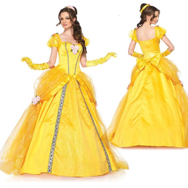 Traje de Halloween Princesa Adulto Bela e Fera Anime Belle Vestido Cosplay Performance