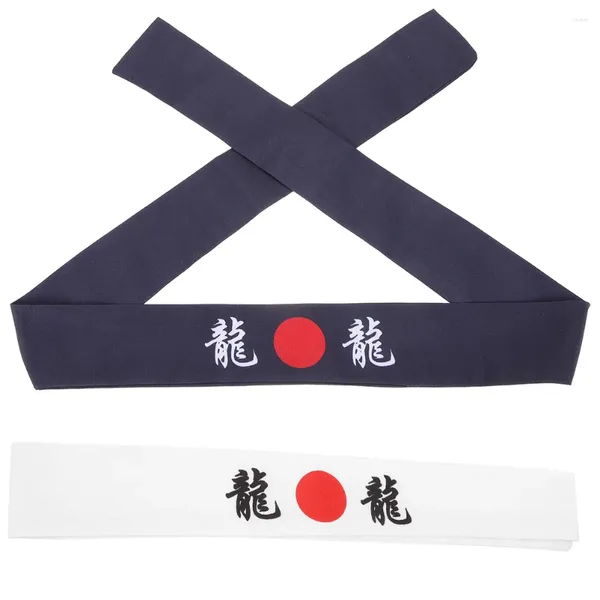 Bandanas 2 Stück japanische Haarband Bandana Bänder Sushi Chef Stirnband für Samurai Karate Sport