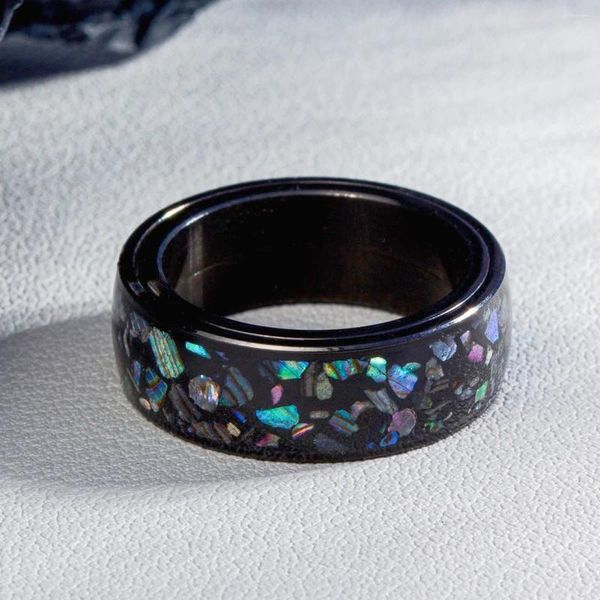 Clusterringe SHOUMAN 2024 Lava Starry Sky Serie Farbiger Aobao Rotierender Titanstahl Schwarz Herren- und Damenringschmuck