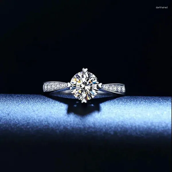 Cluster-Ringe Luxus glänzender Kristall 925 Sterling Silber Diamantring Schöner Moissanit Mode Hochzeit Party Frauen Schmuck