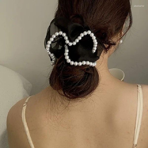 Grampos de cabelo chegada moda hairwear rendas na moda feminina jóias contas artesanais preto organza elegante presente da menina