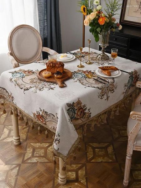 Toalha de mesa retangular de tecido, capa quadrada luxuosa de alta qualidade para café, modelo 2024