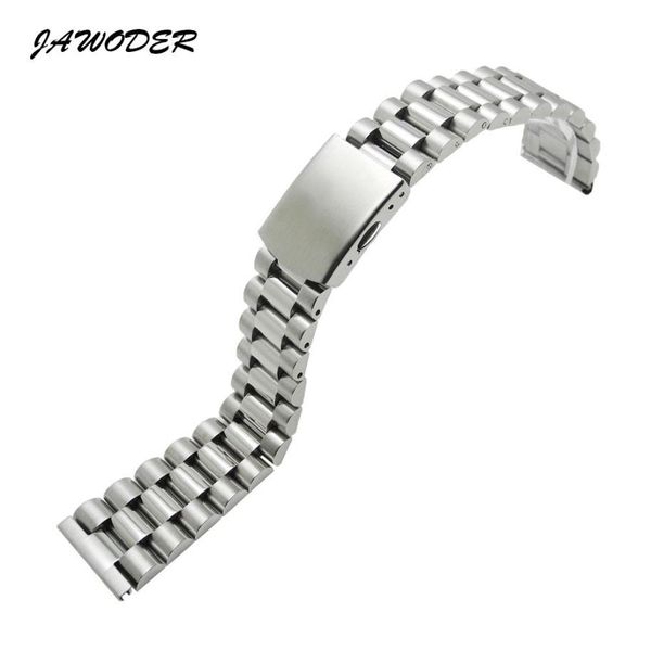 Jawoder pulseira de relógio 16 18 20 22mm puro sólido aço inoxidável polimento escovado pulseira de relógio implantação fivela pulseiras2898