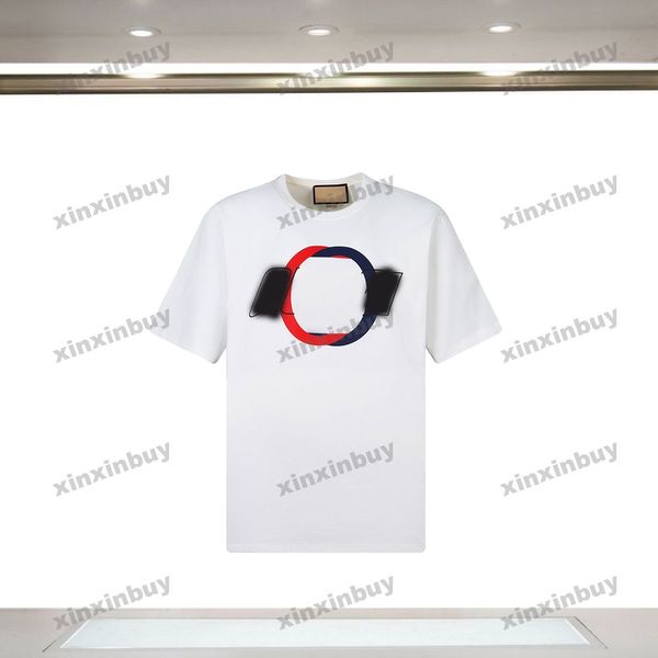 Xinxinbuy 2024 Erkekler Tasarımcı Tee T Shirt Hollow Letter Mektup Baskı 1921 Kadın Turuncu Siyah Beyaz Mavi Kırmızı XS-2XL