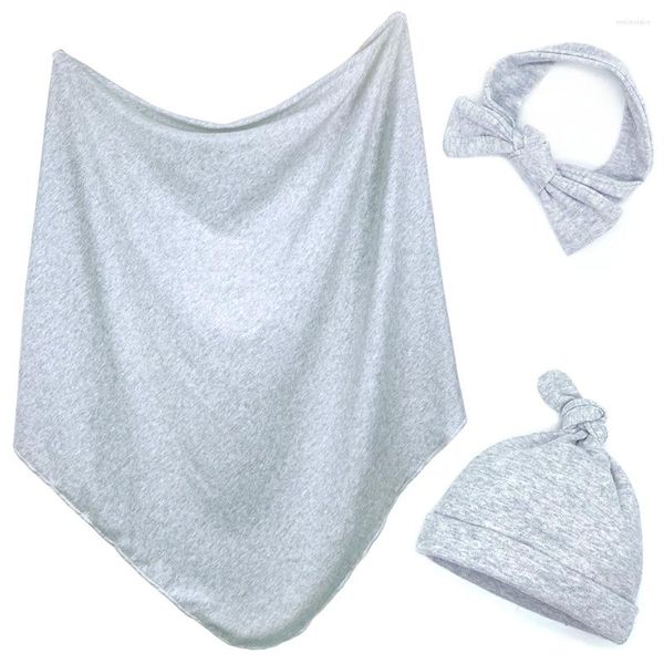 Coperte Prezzo all'ingrosso Born Baby Girl Boy Swaddle Wrap Coperta Sacco a pelo Fascia per capelli Abiti Set Ricezione in cotone